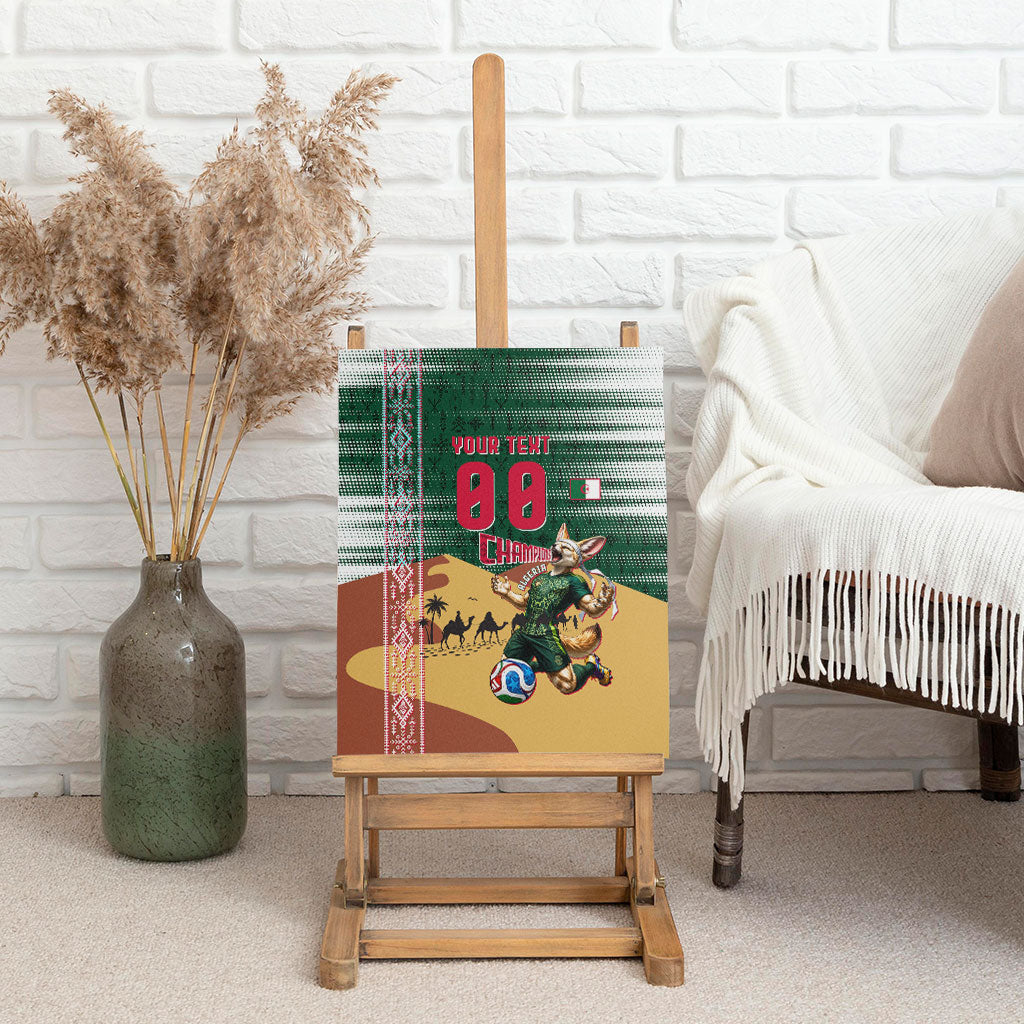 Personalized Algeria Champions Football 2026 Canvas Wall Art Fennec Fox Victory Mascot - Traditional Berber Pattern
