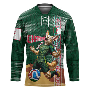 Personalized Algeria Champions Football 2026 Hockey Jersey Fennec Fox Victory Mascot - Traditional Berber Pattern