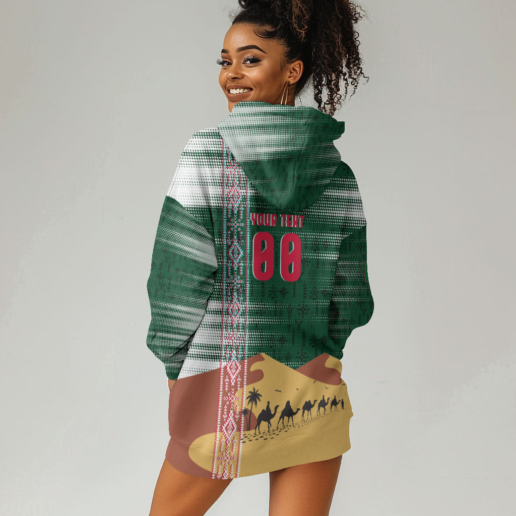 Personalized Algeria Champions Football 2026 Hoodie Dress Fennec Fox Victory Mascot - Traditional Berber Pattern