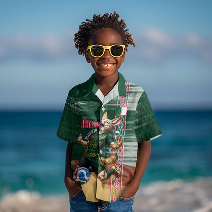 Personalized Algeria Champions Football 2026 Kid Hawaiian Shirt Fennec Fox Victory Mascot - Traditional Berber Pattern