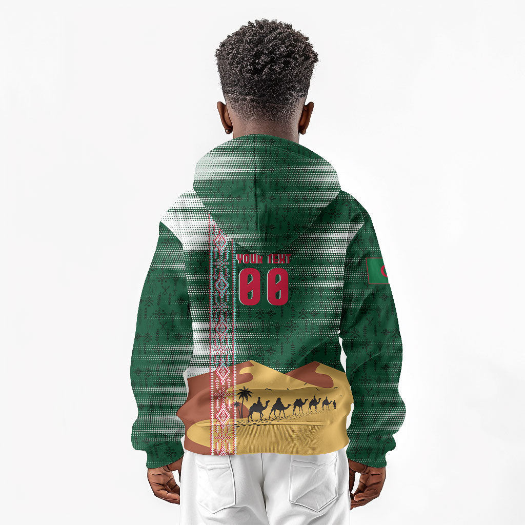 Personalized Algeria Champions Football 2026 Kid Hoodie Fennec Fox Victory Mascot - Traditional Berber Pattern