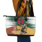 Personalized Algeria Champions Football 2026 Leather Tote Bag Fennec Fox Victory Mascot - Traditional Berber Pattern