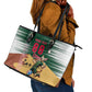 Personalized Algeria Champions Football 2026 Leather Tote Bag Fennec Fox Victory Mascot - Traditional Berber Pattern