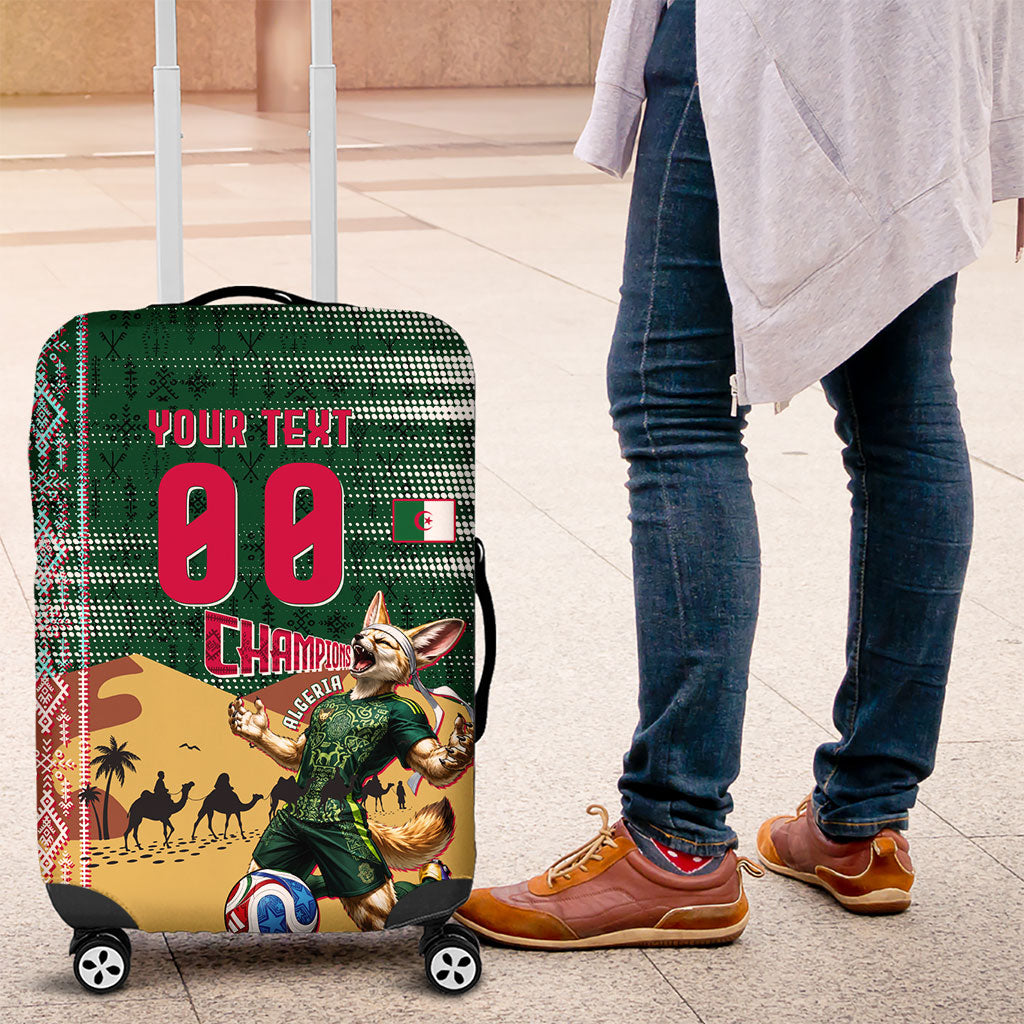 Personalized Algeria Champions Football 2026 Luggage Cover Fennec Fox Victory Mascot - Traditional Berber Pattern