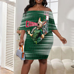 Personalized Algeria Champions Football 2026 Off Shoulder Short Dress Fennec Fox Victory Mascot - Traditional Berber Pattern