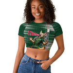 Personalized Algeria Champions Football 2026 Raglan Cropped T shirt Fennec Fox Victory Mascot - Traditional Berber Pattern