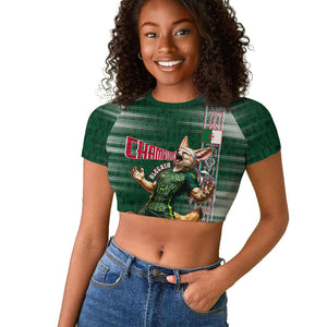 Personalized Algeria Champions Football 2026 Raglan Cropped T shirt Fennec Fox Victory Mascot - Traditional Berber Pattern