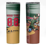 Personalized Algeria Champions Football 2026 Skinny Tumbler Fennec Fox Victory Mascot - Traditional Berber Pattern