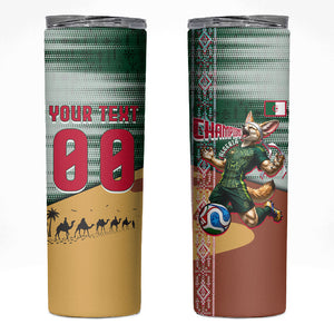 Personalized Algeria Champions Football 2026 Skinny Tumbler Fennec Fox Victory Mascot - Traditional Berber Pattern