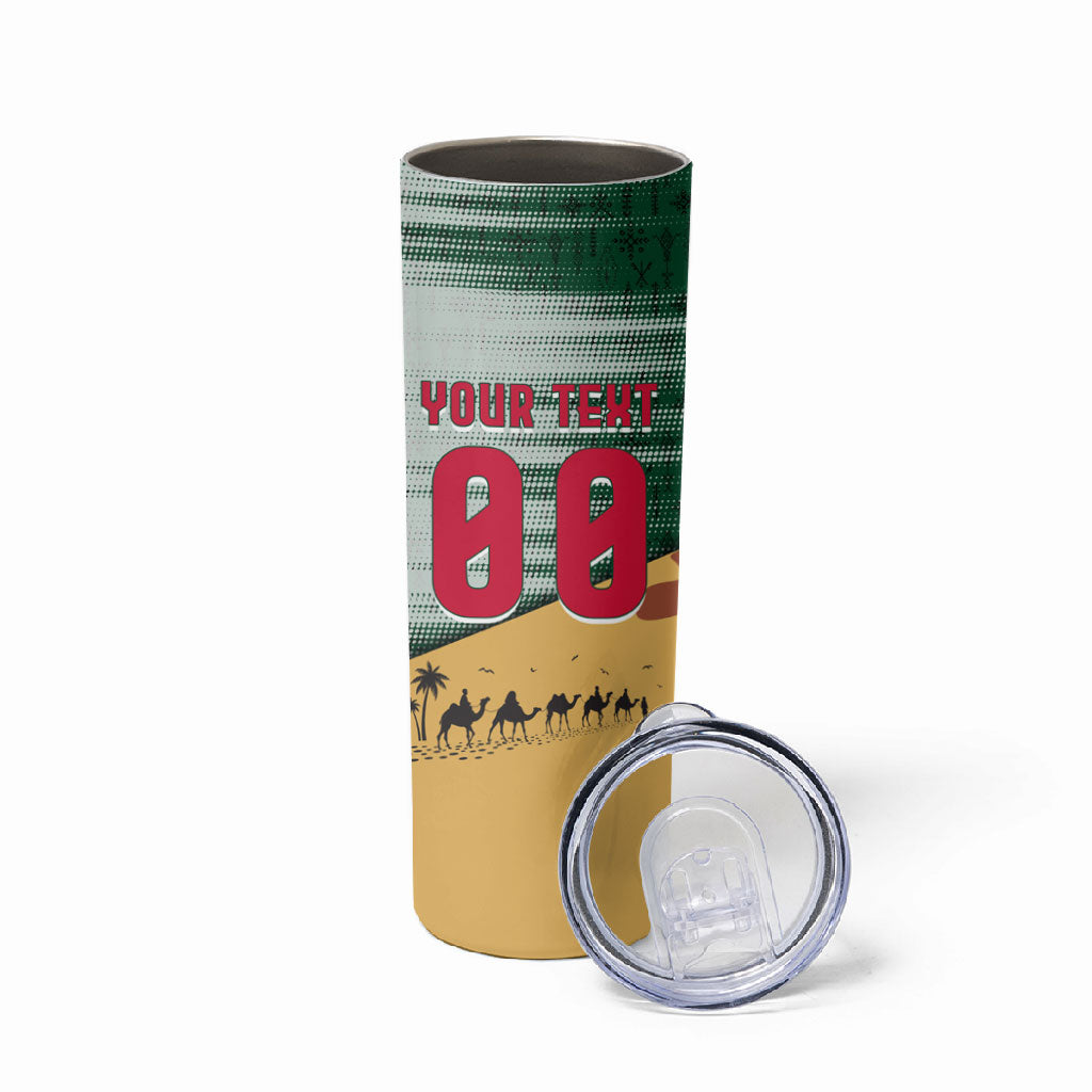Personalized Algeria Champions Football 2026 Skinny Tumbler Fennec Fox Victory Mascot - Traditional Berber Pattern