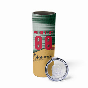 Personalized Algeria Champions Football 2026 Skinny Tumbler Fennec Fox Victory Mascot - Traditional Berber Pattern