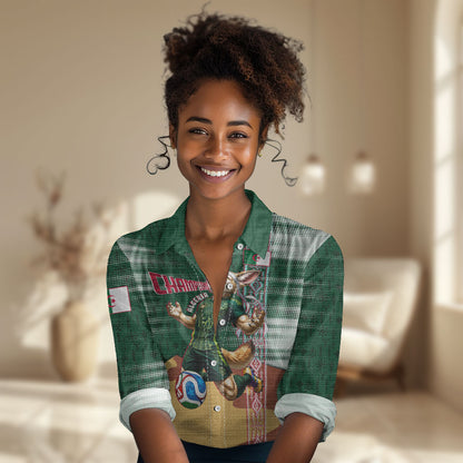 Personalized Algeria Champions Football 2026 Women Casual Shirt Fennec Fox Victory Mascot - Traditional Berber Pattern