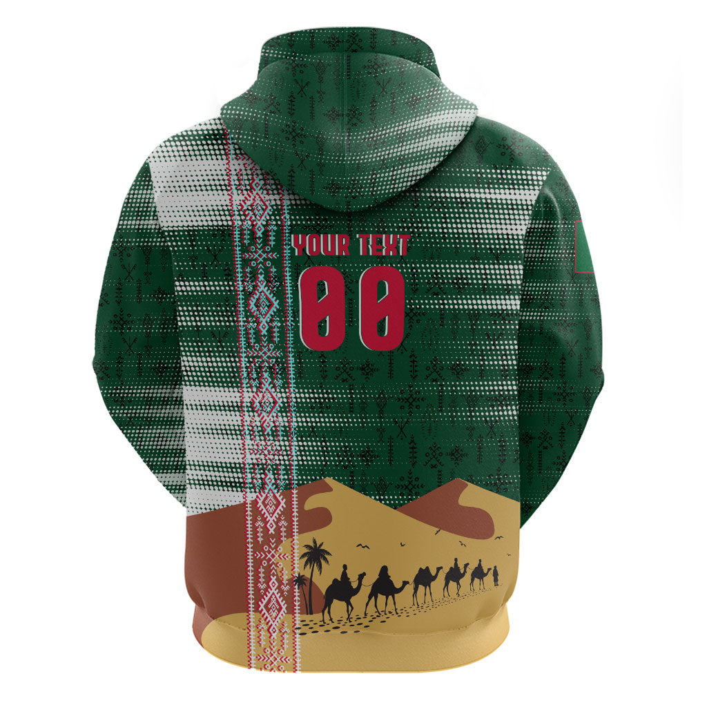 Personalized Algeria Champions Football 2026 Zip Hoodie Fennec Fox Victory Mascot - Traditional Berber Pattern