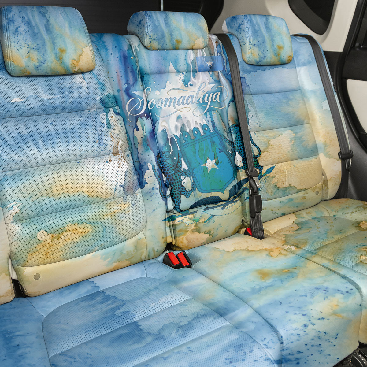 Somalia Liberation Unity Back Car Seat Cover Soomaaliya Script Peace Dove Watercolor