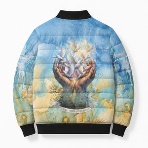 Somalia Liberation Unity Bomber Puffer Jacket Soomaaliya Script Peace Dove Watercolor