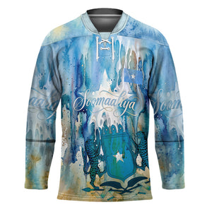 Somalia Liberation Unity Hockey Jersey Soomaaliya Script Peace Dove Watercolor