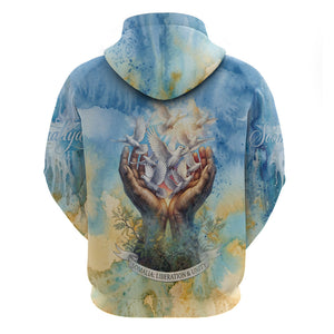 Somalia Liberation Unity Hoodie Soomaaliya Script Peace Dove Watercolor