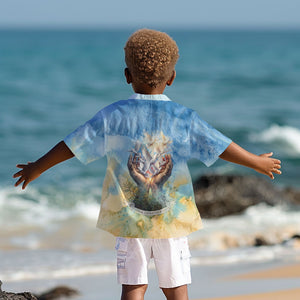 Somalia Liberation Unity Kid Hawaiian Shirt Soomaaliya Script Peace Dove Watercolor