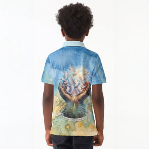 Somalia Liberation Unity Kid Polo Shirt Soomaaliya Script Peace Dove Watercolor