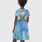 Somalia Liberation Unity Kid Short Sleeve Dress Soomaaliya Script Peace Dove Watercolor