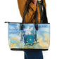 Somalia Liberation Unity Leather Tote Bag Soomaaliya Script Peace Dove Watercolor