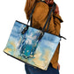 Somalia Liberation Unity Leather Tote Bag Soomaaliya Script Peace Dove Watercolor