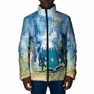 Somalia Liberation Unity Padded Jacket Soomaaliya Script Peace Dove Watercolor
