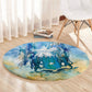 Somalia Liberation Unity Round Carpet Soomaaliya Script Peace Dove Watercolor