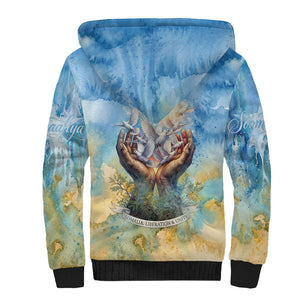 Somalia Liberation Unity Sherpa Hoodie Soomaaliya Script Peace Dove Watercolor