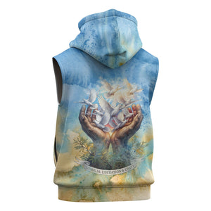 Somalia Liberation Unity Sleeveless Zip Hoodie Soomaaliya Script Peace Dove Watercolor