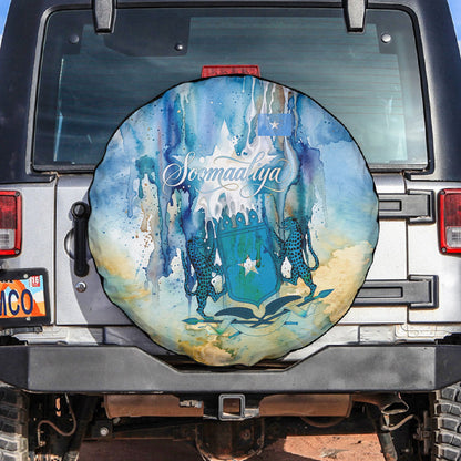 Somalia Liberation Unity Spare Tire Cover Soomaaliya Script Peace Dove Watercolor