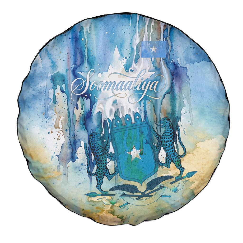 Somalia Liberation Unity Spare Tire Cover Soomaaliya Script Peace Dove Watercolor