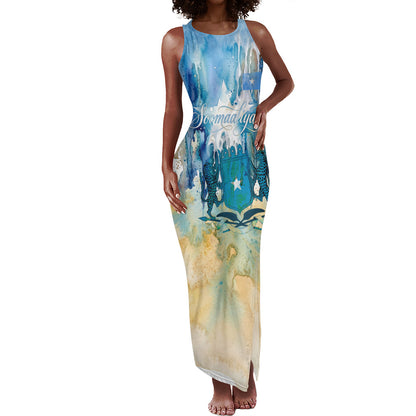 Somalia Liberation Unity Tank Maxi Dress Soomaaliya Script Peace Dove Watercolor