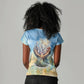 Somalia Liberation Unity Women V-Neck T-Shirt Soomaaliya Script Peace Dove Watercolor