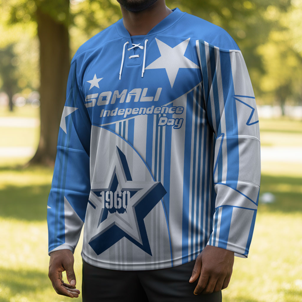Somalia Independence Day 1960 Hockey Jersey Somali Coat Of Arms Star - Land Of The Brave