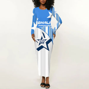 Somalia Independence Day 1960 Long Sleeve Bodycon Dress Somali Coat Of Arms Star - Land Of The Brave