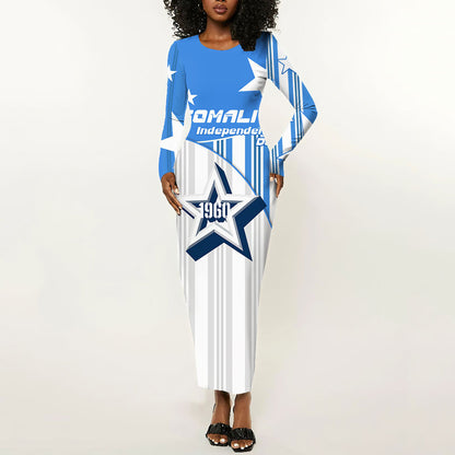 Somalia Independence Day 1960 Long Sleeve Bodycon Dress Somali Coat Of Arms Star - Land Of The Brave