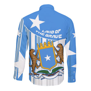 Somalia Independence Day 1960 Long Sleeve Button Shirt Somali Coat Of Arms Star - Land Of The Brave