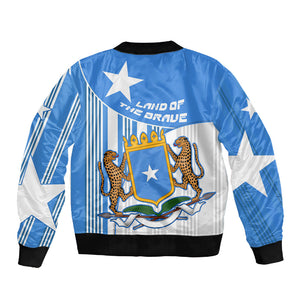 Somalia Independence Day 1960 Sleeve Zip Bomber Jacket Somali Coat Of Arms Star - Land Of The Brave