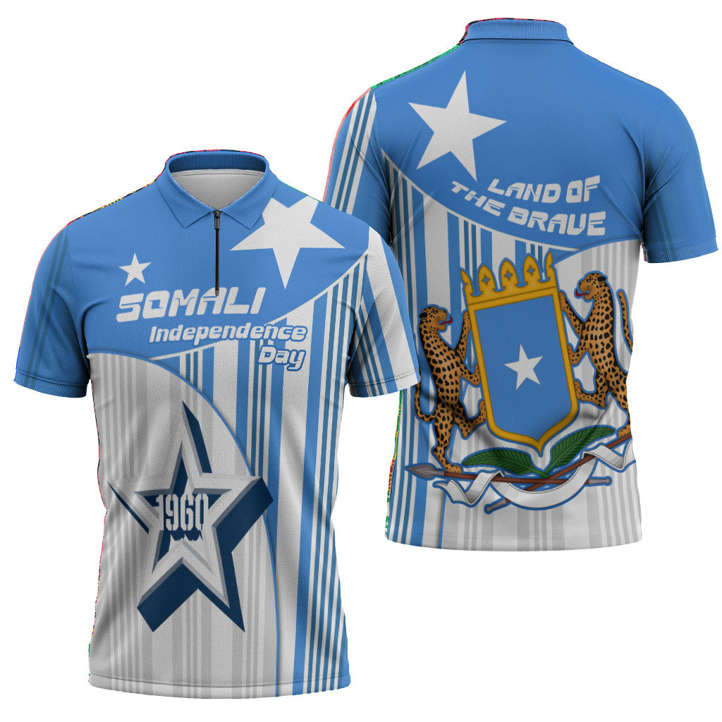 Somalia Independence Day 1960 Zipper Polo Shirt Somali Coat Of Arms Star - Land Of The Brave