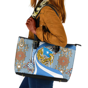 Somalia Freedom Independence Leather Tote Bag Leopard Flag Power Fist