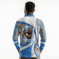 Somalia Freedom Independence Long Sleeve Polo Shirt Leopard Flag Power Fist