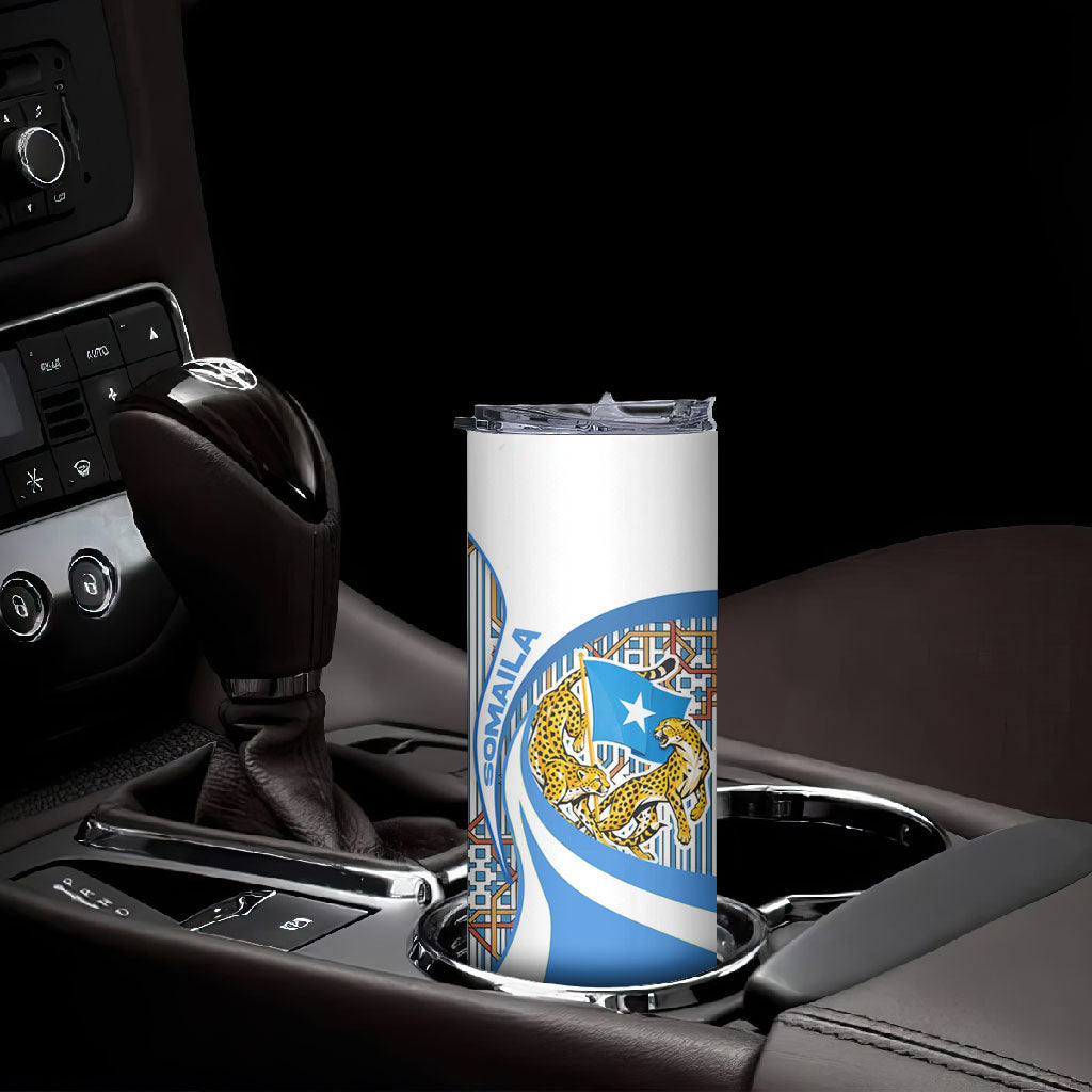 Somalia Freedom Independence Skinny Tumbler Leopard Flag Power Fist