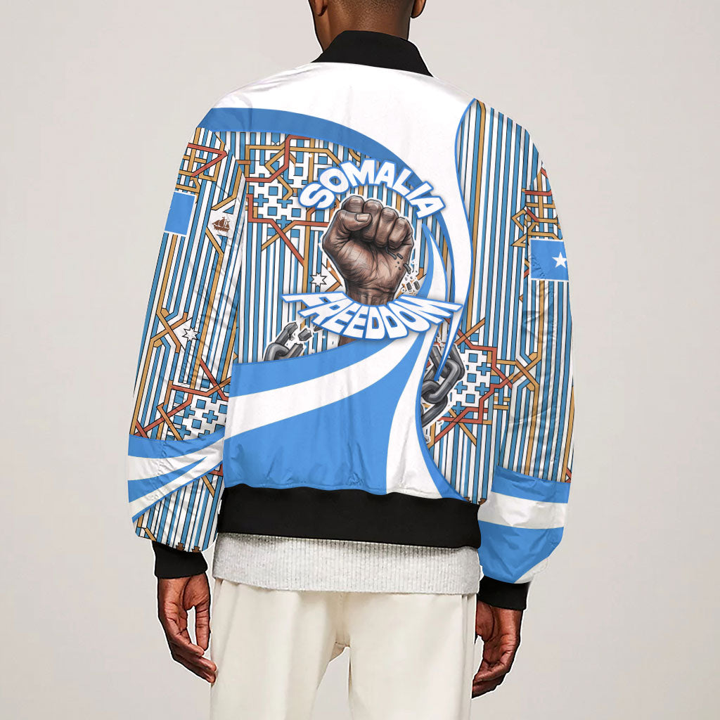 Somalia Freedom Independence Sleeve Zip Bomber Jacket Leopard Flag Power Fist