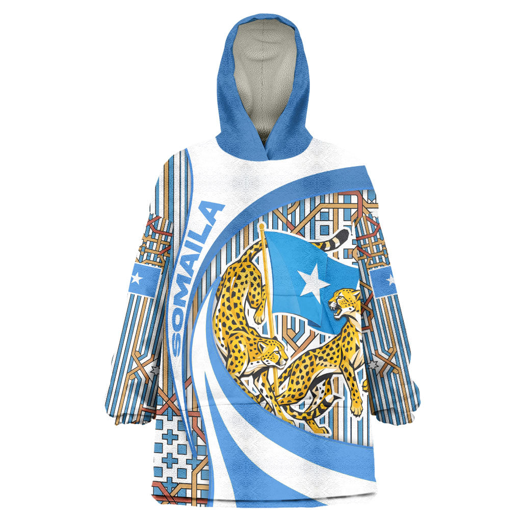 Somalia Freedom Independence Wearable Blanket Hoodie Leopard Flag Power Fist