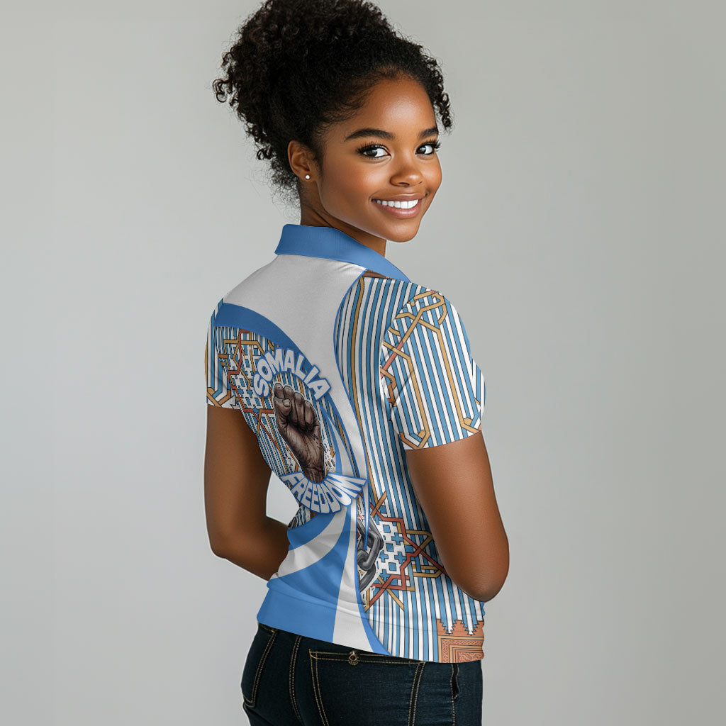 Somalia Freedom Independence Women Polo Shirt Leopard Flag Power Fist