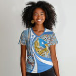 Somalia Freedom Independence Women V-Neck T-Shirt Leopard Flag Power Fist