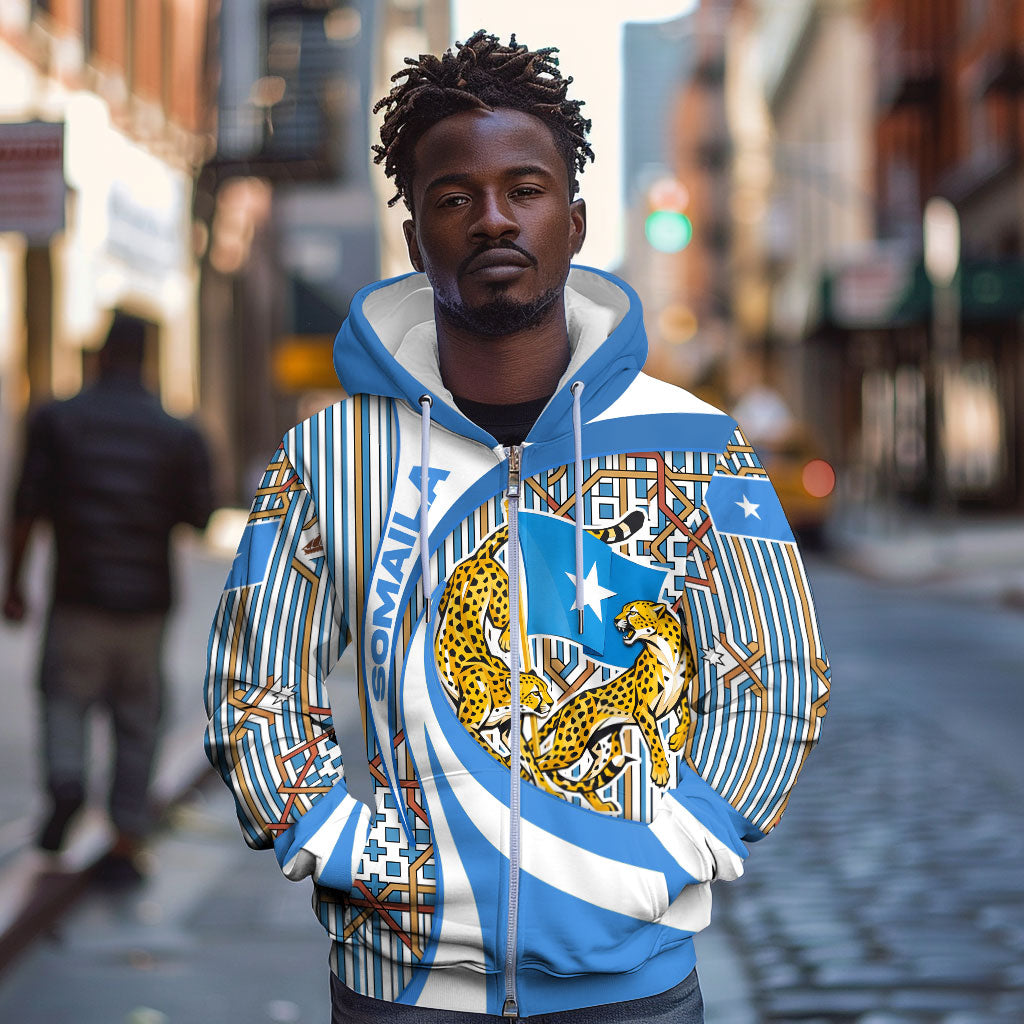Somalia Freedom Independence Zip Hoodie Leopard Flag Power Fist