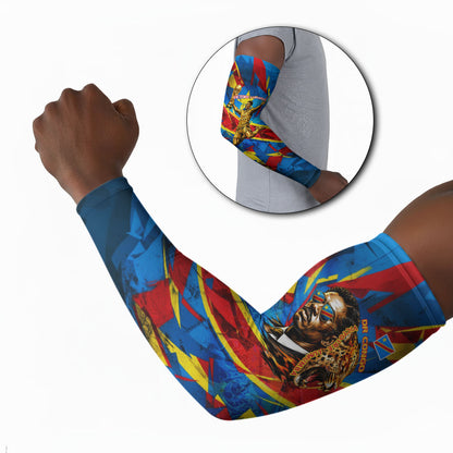 DR Congo Patrice Lumumba Football Victory Arm Sleeves African Pride Leopard And Flag
