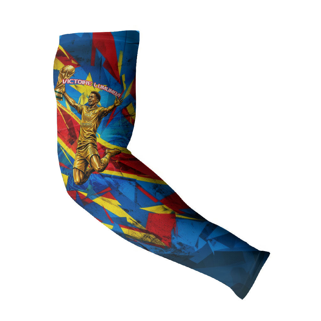 DR Congo Patrice Lumumba Football Victory Arm Sleeves African Pride Leopard And Flag